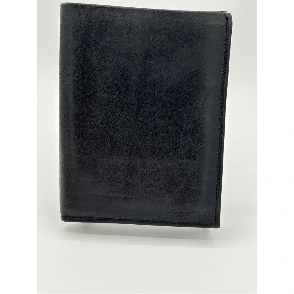 Vintage Pierre Cardin Black Genuine Lambskin Leather Passport Holder Wallet